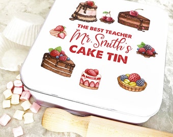Square Delicious Pretty Bakes Best Teacher Personalised Cake Tin