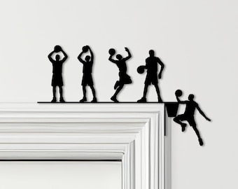 Adorno para puerta con aro de baloncesto, varios colores, para la parte superior de la puerta. Decoración de pared novedosa, arte para marcos de puertas y decoración de puertas.