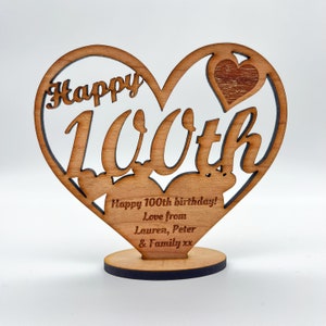 Joyeux 100e anniversaire spécial coeur gravé souvenir cadeau personnalisé
