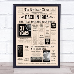 1985 Zeitung jedes Alter Jedes Jahr Sie wurden geboren Geburtstag Fakten personalisiert Geschenk Druck