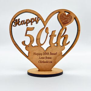 Happy 50th Special Birthday Heart Engraved Keepsake Personalised Gift