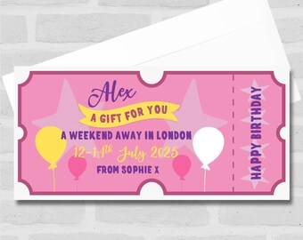 Gelukkige verjaardagscadeau roze Elk evenement Gepersonaliseerde verrassingskaartje Cadeaubon - coupon, verrassingsonthulling, waardebon, ticket, kaart