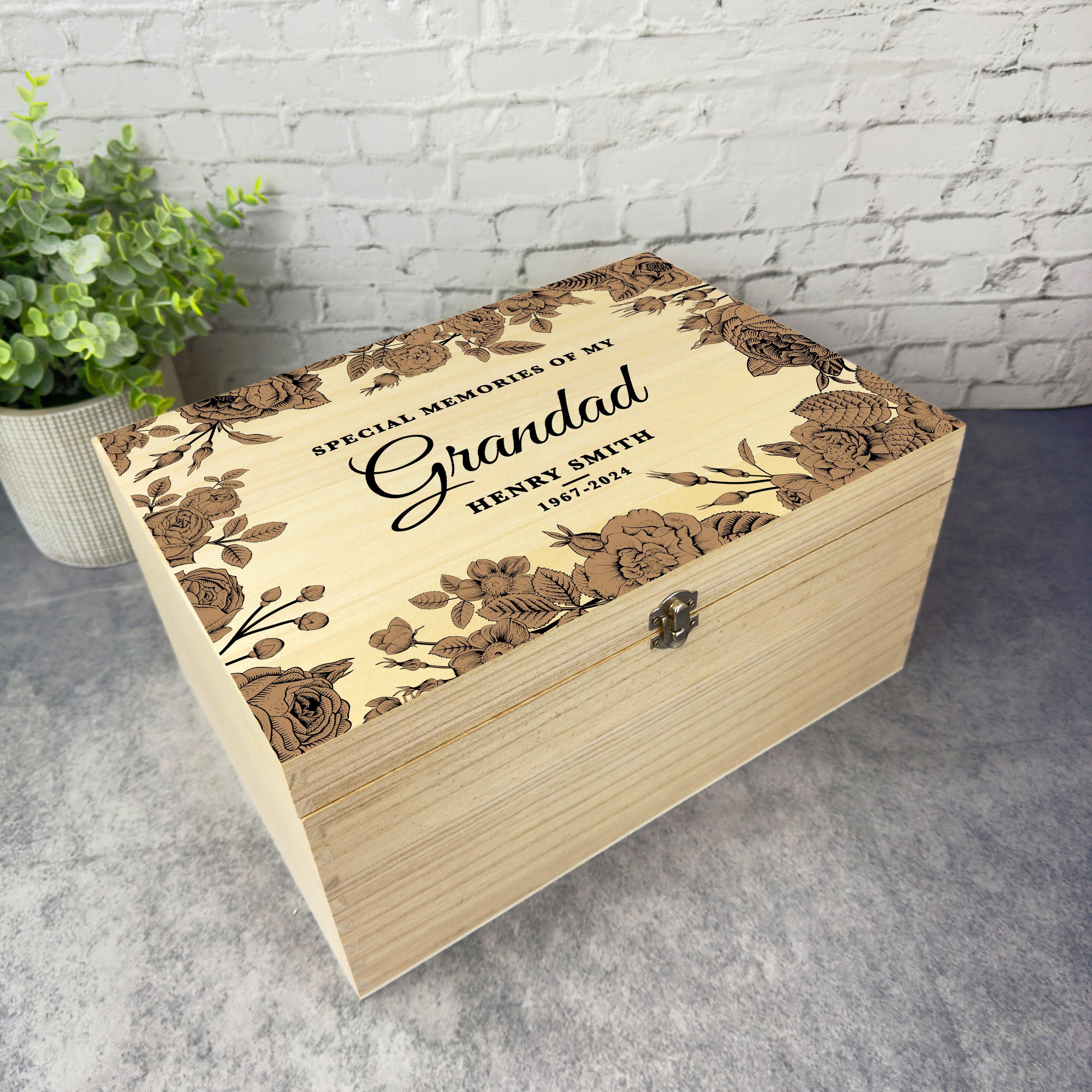 Memory Collection Boxes Memories of My Grandad Brown Frame Memorial Personalised Wooden ...