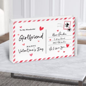 Valentinstag Geschenk für Freundin Liebe Postkarte Personalisierter Acrylblock - personalisiertes Geschenk, Andenken, individuelles Geschenk