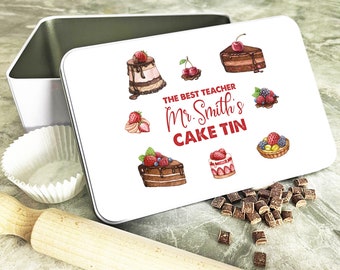 Delicious Cakes Best Teacher Rectangle Personalised Cake Tin