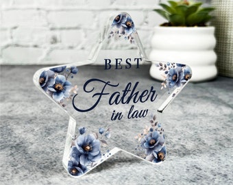 Geschenk für den besten Schwiegervater Navy Floral Star Plaque Andenken Geschenk - Geschenk, Schmuckstück, Ornament, Acrylplakette