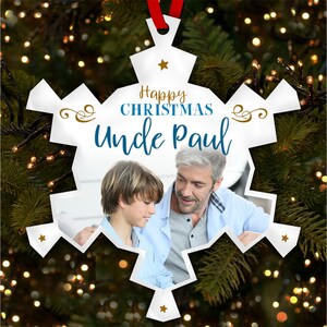 Onkel Happy Foto Schneeflocke Personalisierter Christbaumschmuck Dekoration