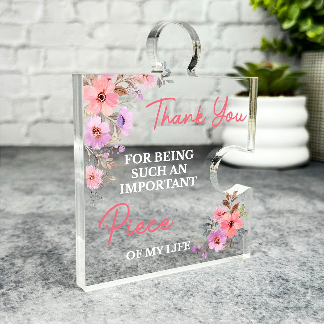 Thank You for Being Important Part of My Life Gift Pink Puzzle Keepsake ...