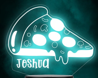 Pizza Food Yummy Name Personalised Gift Colour Changing Led Lamp Night Light