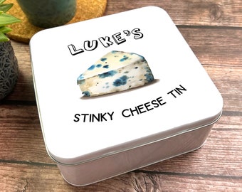 Square Funny Novelty Stinky Blue Cheese Personalised Cheese Storage Tin