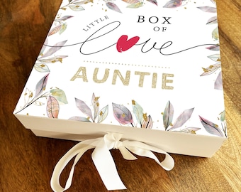 Little Box Of Love Auntie Personalised Square Keepsake Memory Hamper Gift Box