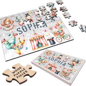 Circus Characters Gift For Kids Children Personalised Wooden Jigsaw Puzzle | Personalized Gift, Custom Puzzle, Quality Wood, Fun Gift