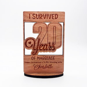 I Survived 20 Years Of Marriage Wedding Anniversary Keepsake Personalised Gift