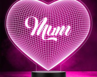 Geomatic 3D Style Mum Mother's Day Personalised Gift Colour Changing Night Light