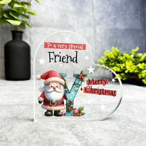 Regalo para un amigo especial, placa de recuerdo con forma de corazón con la letra Y del alfabeto navideño, regalo de recuerdo navideño, abalorio de acrílico