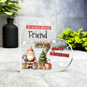 Regalo para un amigo especial, placa de recuerdo con forma de corazón con la letra Z del alfabeto navideño, regalo de recuerdo navideño, abalorio de acrílico