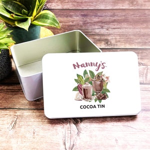 Watercolour Nanny&#39;s Hot Chocolate Drink Personalised Cocoa Tin
