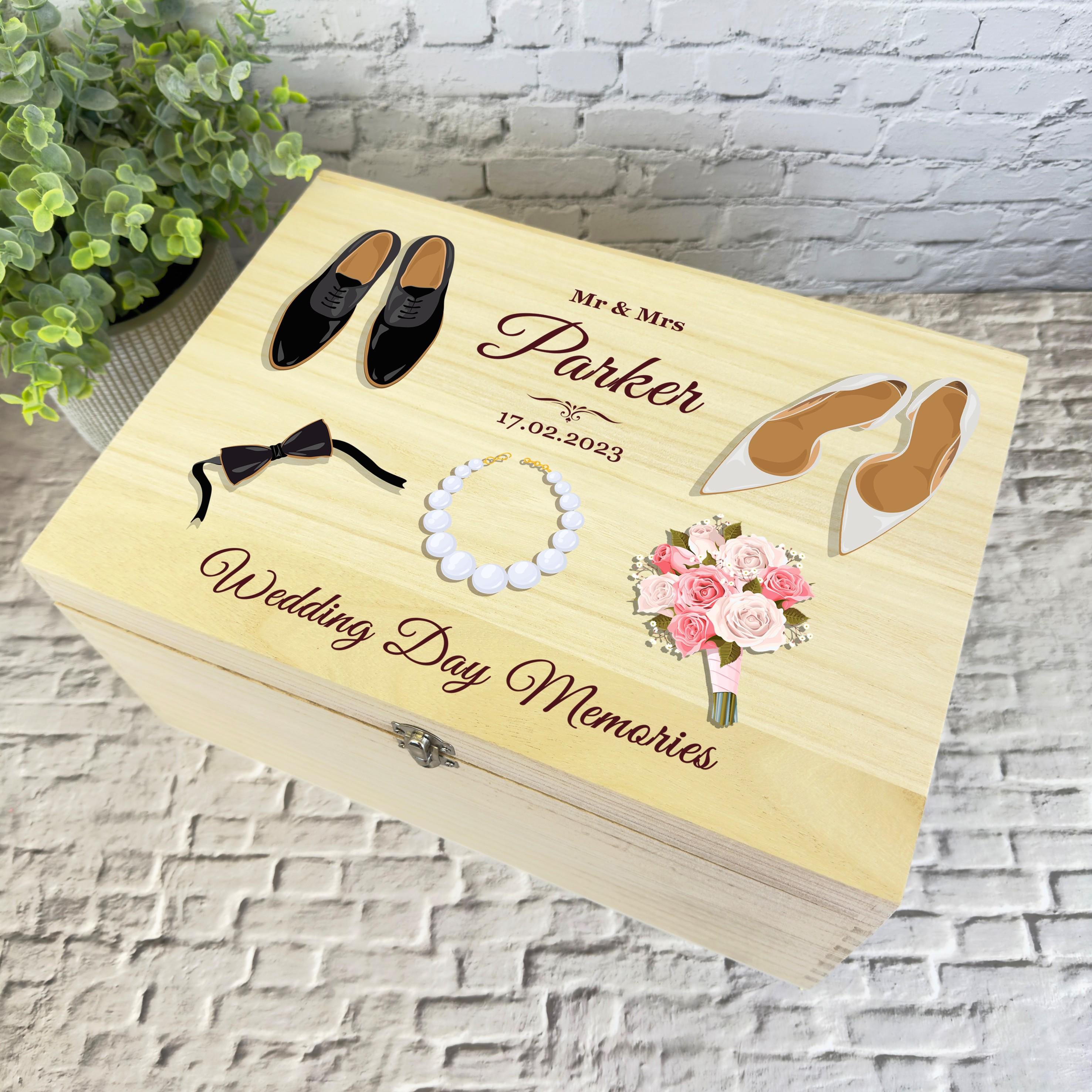 Wedding Gifts Engraved Wedding Memory Box - Dark Walnut Wood Keepsake ...
