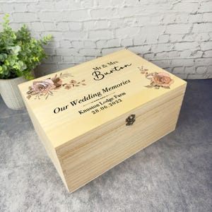 Retro Roses Memories Wedding Day Personalised Storage Wooden Memory ...