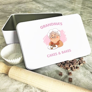 Personalised Baking Grandma&#39;s Bakes Biscuit Baking Treats Cake Tin