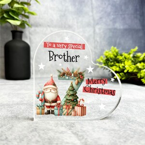 Regalo para hermano especial, placa de recuerdo con forma de corazón con la letra Z del alfabeto de Navidad, regalo de recuerdo navideño, abalorio de acrílico