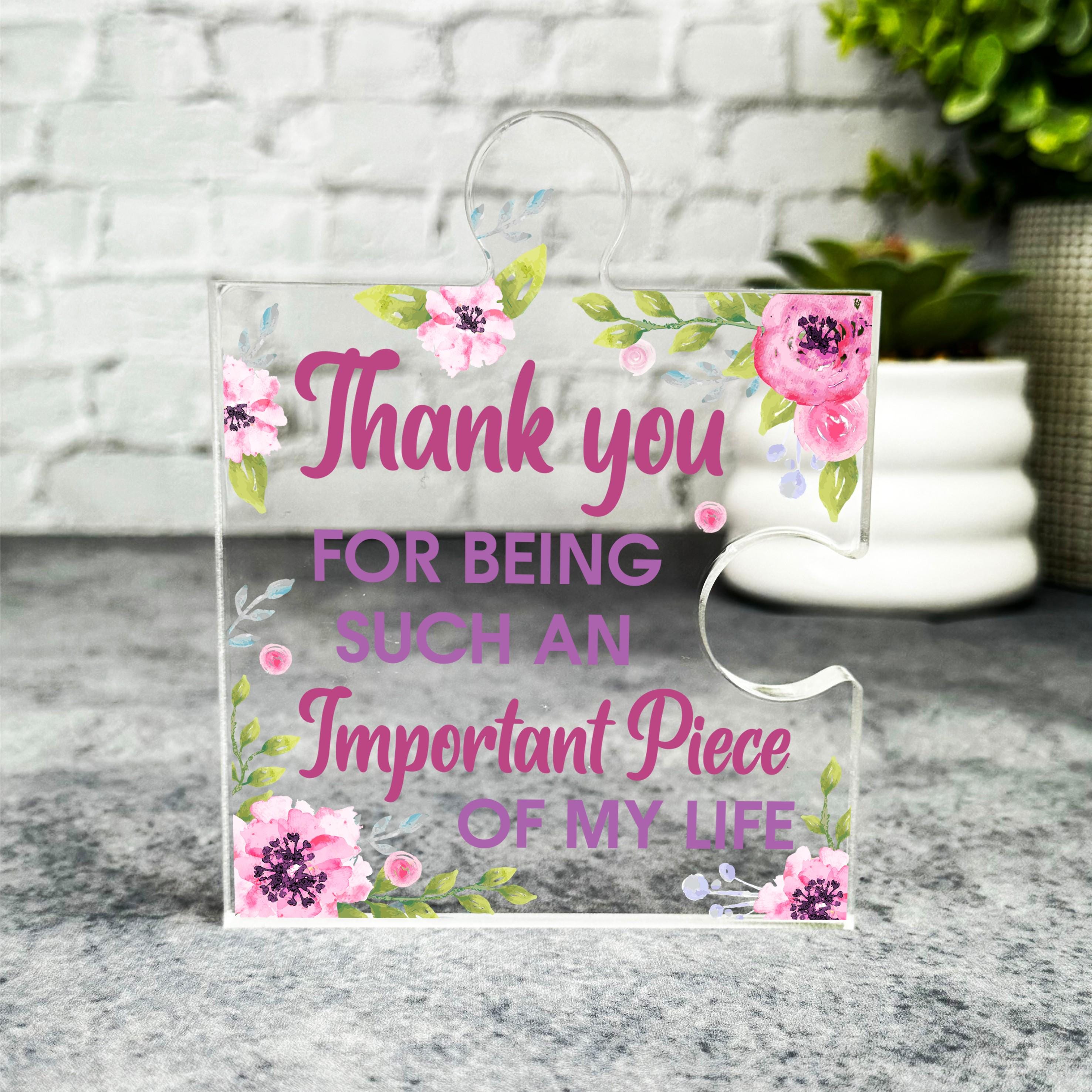 Thank You for Being an Important Part of My Life Gift Puzzle Keepsake ...