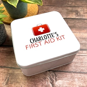 Square First Aid Kit Personalised Medicine Tin