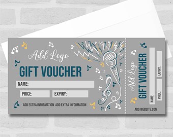 Music Lessons Singing Microphone Grey Any Details Business Gift Voucher