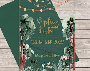 Forest Nature Outdoors Acrylic Clear Transparent Wedding Invitations Invites