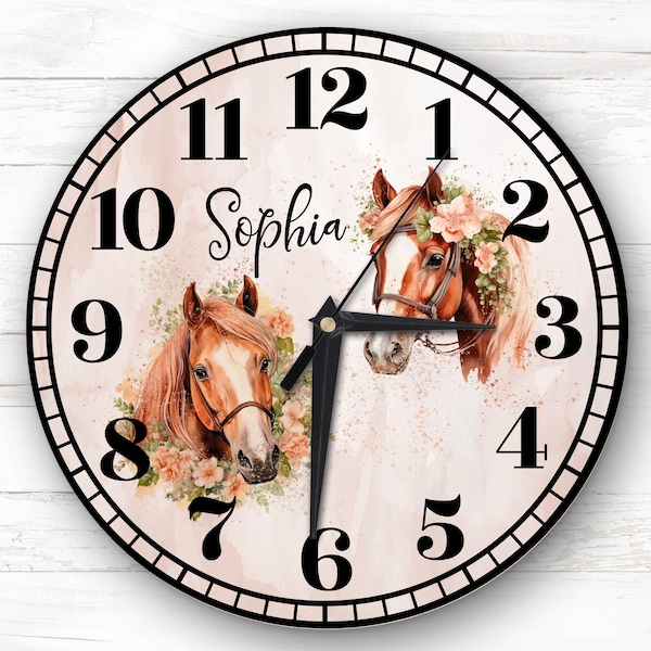 Horloge ancienne murale cheval - Métal - Noir - Décoration d'Autrefois