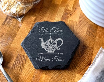 Hexagon Slate Tea Time Mum Time Pot Muttertagsgeschenk Personalisierte Untersetzer