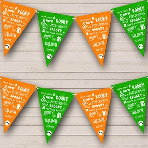 Orange & White Family Song Personalised Banner Halloween Party Bunting