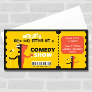 Buono regalo biglietto a sorpresa personalizzato per andare allo spettacolo comico divertente - Buono, sorpresa rivelata, buono, biglietto, carta