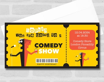 Funny Going To Comedy Show Gepersonaliseerd verrassingskaartje Cadeaubon - coupon, verrassingsonthulling, waardebon, ticket, kaart