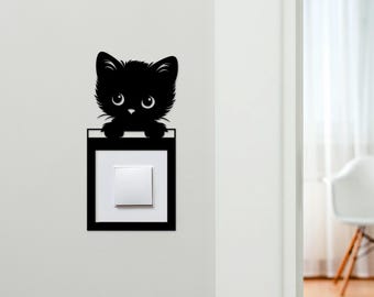 Light Switch Surround Peeking Cat Decorative Switch Plate Cover Frame | Choice Of Colours | Decorative Frame