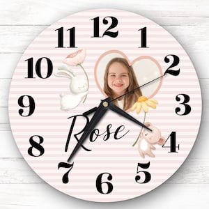 Pink Heart Photo Frame Woodland Animal Personalised Gift Personalised Clock