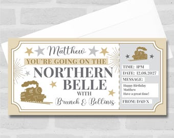 Buono regalo personalizzato per il brunch a bordo del treno a vapore, biglietto a sorpresa - Buono, sorpresa rivelata, buono, biglietto, carta