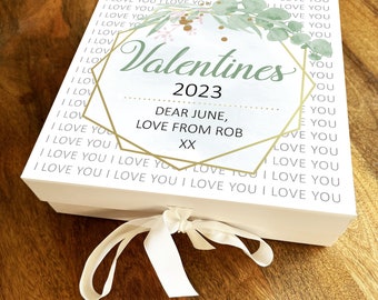 Golden Leaves Wreath Personalised Square Valentine's Day Keepsake Gift Box