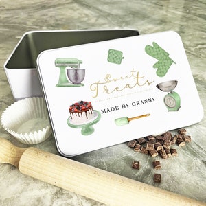 Personalised Sweet Treats Made By Granny Biscuit Baking Treats Sweets Cake Tin