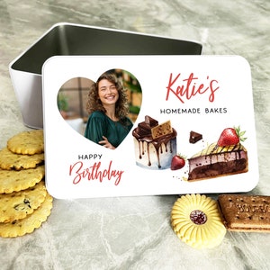 Marco de fotos en acuarela, regalo de cumpleaños, lata para pastel personalizada