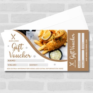 Fish and Chips Food Restaurant Café Afhaalmaaltijden Goud Relatiecadeaubon