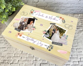 Wedding Day Memories Scrapbook Photo Personalised Wooden Memory Keepsake Box - Memory Storage Box - Wedding Wooden Keepsake Boxes
