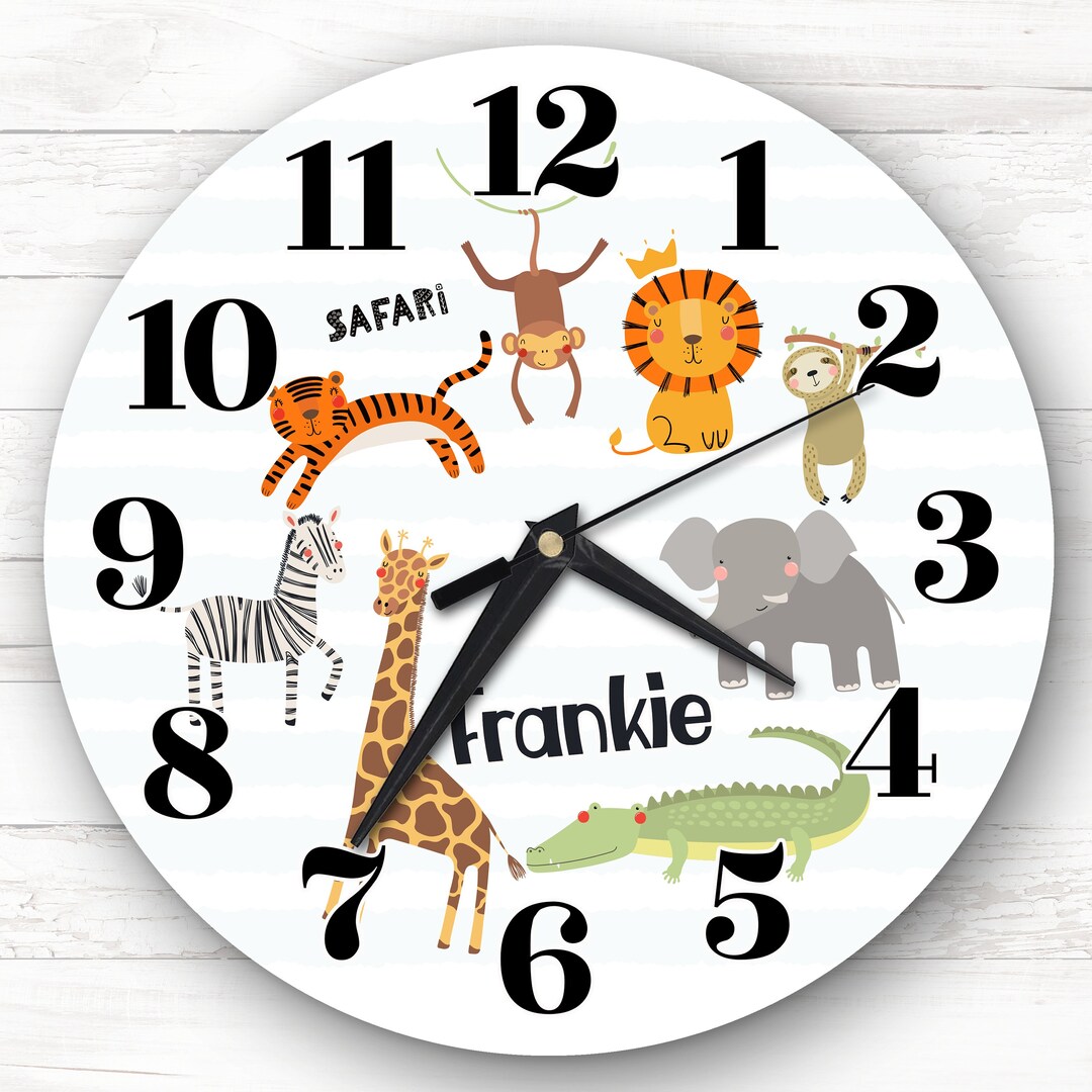 Safari Jungle Animals Boys Girls Baby Nursery Custom Gift Personalised ...