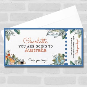 Sac de voyage Feuilles de palmier vers laquelle vous vous rendez Billet surprise personnalisé Chèque-cadeau - Coupon, révélation surprise, bon, billet, carte