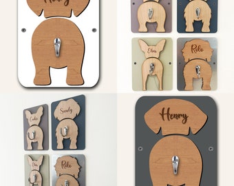 American Foxhound Dog Lead Holder Leash Hanger Hook Any Colour Personalised Gift