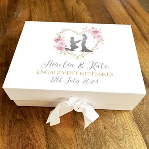 Keepsakes Silver Compromiso personalizado Keepsake Cesta de regalo Caja de memoria
