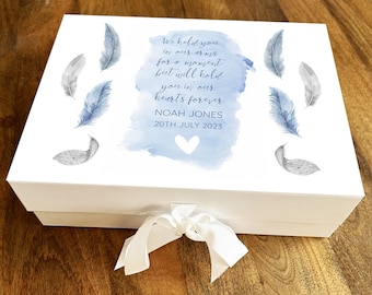 Baby Boy Loss Memorial Blue Feather Miscarriage Memory Rememberence Keepsake Box