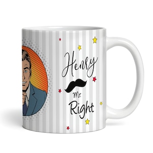 Mr Right Retro Man Pointing Finger Tea Coffee Cup Custom Gift Personalised Mug