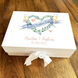 Memories Wreath Cheers Personalised Wedding Day Keepsake Memory Hamper Gift Box