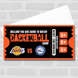 Gehen, um ein Basketball-Spiel anzusehen Personalisierte Überraschungskarte Geschenkgutschein - Gutschein, Überraschungsoffenbarung, Gutschein, Karte, Karte